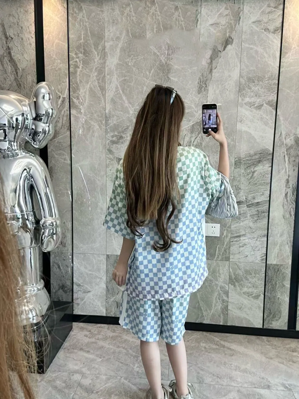 Louis Vuitton/Louis Vuitton gradient checkerboard lapel short-sleeved shirt